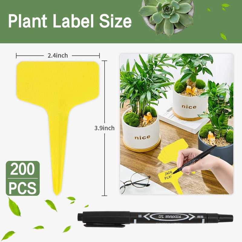 Bluckincle Plant Labels, 200pcs Yellow Tags, Waterproof Outdoor Markers, Plastic Signs for Seedlings, Greenhouse Accessories, Vegetable Garden Supplies - Image 2